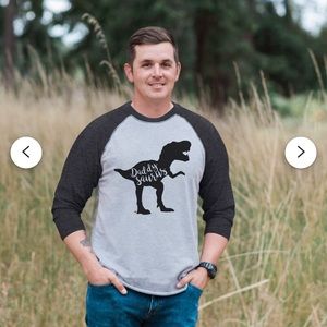 Daddy Saurus Baseball Style Tshirt